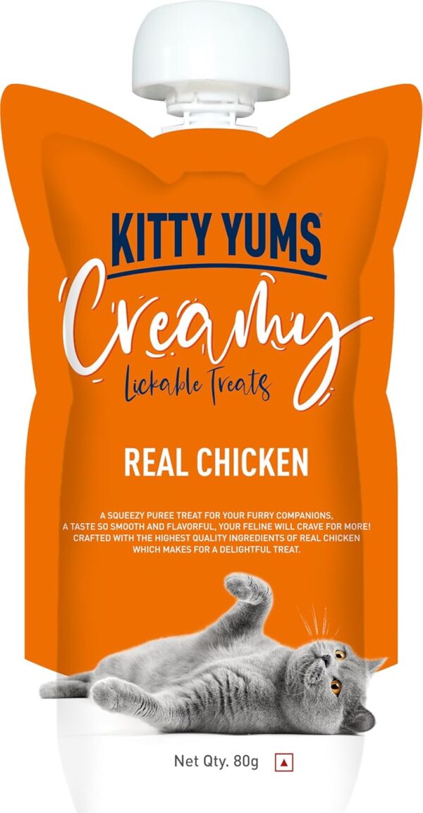 Kitty yums Creamy Lickable Real Chicken Cat Treat 960g Pack(80g X 12)