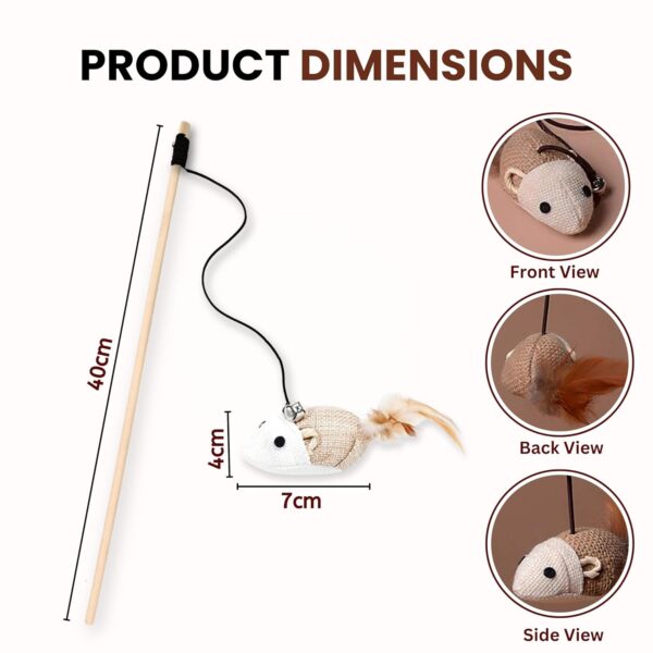 711-9T9OaL._SL1500_.jpg Foodie Puppies Cat Teaser Playing Stick Wooden Cat Wand Toy for Cats and Kittens - (Mouse-Bell - 40cm), Interactive Feather Toy, Wood Teaser Wands, Fun Catcher Cats Stick Toy, Kitty Activity Teaser
