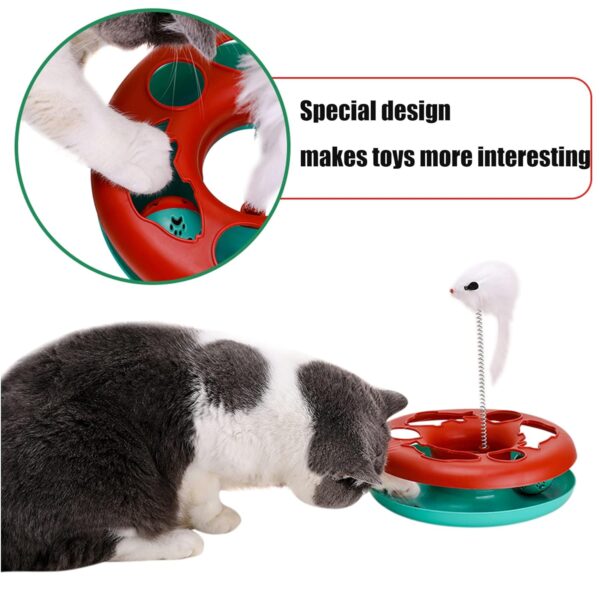 Pawzone Interactive Cat Toys Roller, Spring Cat Toys with Catnip, Kitten Tracks, Pet Toy with Moving Balls Teaser Mouse Exercise