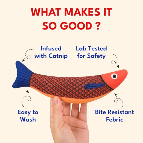 711MwMOvwL._SL1500_.jpg Catnip Plush Toys for Cats -Shaped - Bite-Resistant Pillow Toy for Kittens & Adult Cat Chew Toys for Play (Catnip Fish Toy)