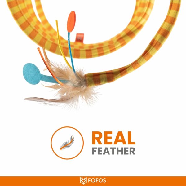 BarkButler x FOFOS Safari Spiral Tunnel - Yellow, with Real Feathers and Mouse Toy, US Grade Catnip, Portable Design, Cat Accessories, Perfect Cat and Kitten Toys