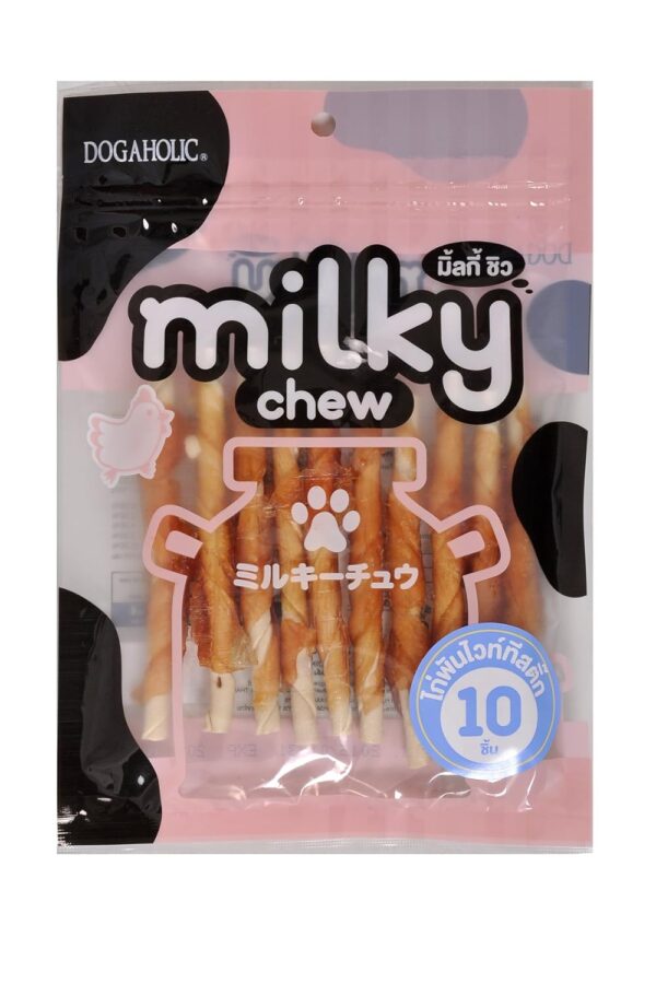 Dogaholic Milky Chew Sticks with Chicken | Soft & Tasty Dogaholic Milky Chew Sticks with Chicken | Soft & Tasty High-Protein Dog Treats | Ideal for Puppies & Adult Dogs Over 2 Months | 10 Piece Pack