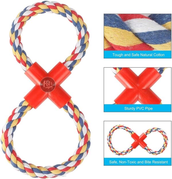 The Pets Company Cotton Rope Loop Tug Dog Chew Toy, Puppy Teething Toy, 14 inches, Color May Vary