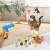 RAMONI Interactive Cat Ball Launcher, Cat Ball Toys, Launcher with 30pcs Soft Plush Balls Silent Smart Play Toy Shooting Toy Funny Interactive Cat Toys for Indoor Training Exercise Playing