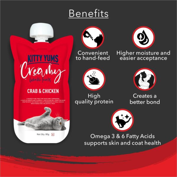 Kitty Yums Creamy Crab & Chicken Cat Treat (80g x12),960g Pack, All Life Stages