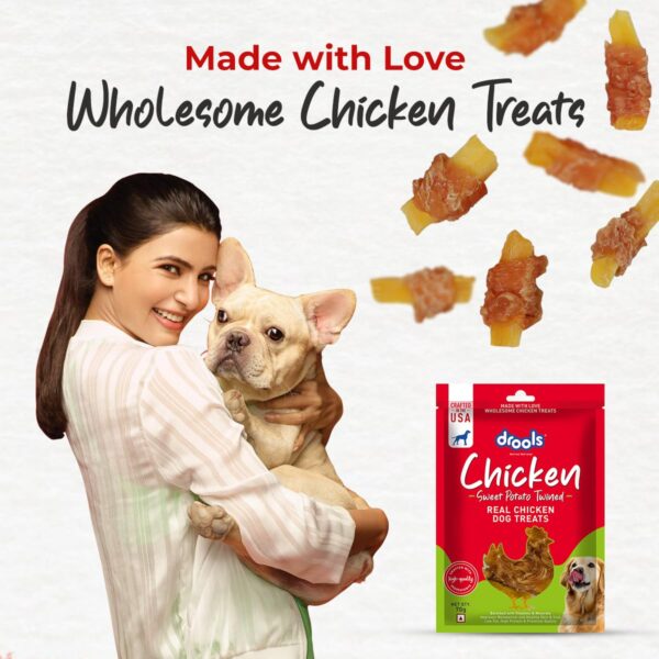 Drools Real Chicken Sweet Potato Twinned Roll, Dog Treats, 70gm | Rich in Protein, No Artificial Preservatives | Best for Training & Bonding | for Puppy & Adult