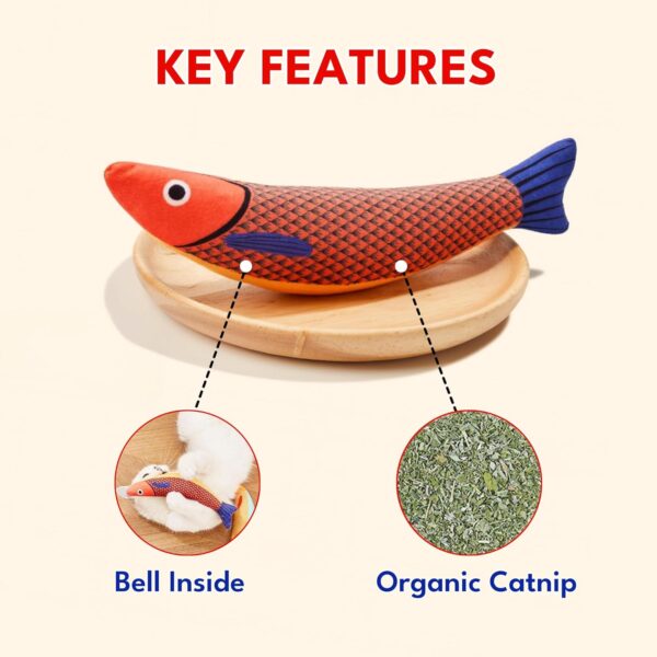 713psJG4duL._SL1500_.jpg Catnip Plush Toys for Cats -Shaped - Bite-Resistant Pillow Toy for Kittens & Adult Cat Chew Toys for Play (Catnip Fish Toy)
