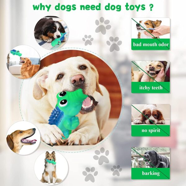 Sage Square Dog Squeaky Chew Toys for Aggressive Chewers Dental Teething Cleaning [Non-Toxic Soft Natural Rubber], Cute Crocodile Design (Colour May Vary)