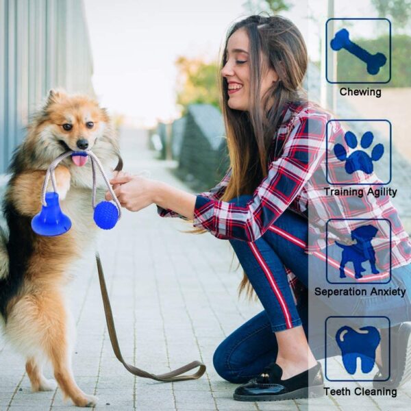 PETS EMPIRE Multifunctional Dog Chew Toy with Double Suction Cup | Interactive Tug Toy for Aggressive Chewers, Puppy Toothbrush & Teeth Cleaning Molar Bite Stick