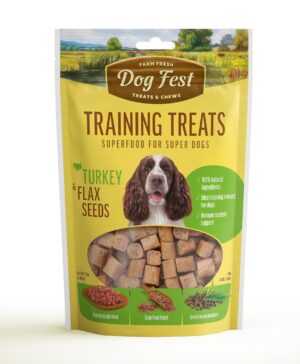Barkbutler x Dogfest Dog Training Treats, Turkey & Flax Seeds, Barkbutler x Dogfest Dog Training Treats, Turkey & Flax Seeds, Superfood Treats for Adult Dogs, Bite-Sized Dog Treat for Puppies, 100% Natural Treats, Aids Digestion & Boosts Immunity