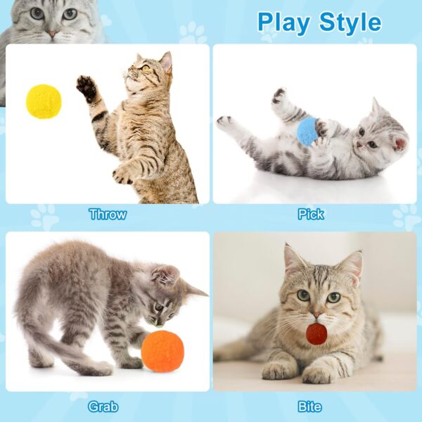 RAMONI Interactive Cat Ball Launcher, Cat Ball Toys, Launcher with 30pcs Soft Plush Balls Silent Smart Play Toy Shooting Toy Funny Interactive Cat Toys for Indoor Training Exercise Playing