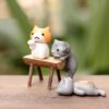 BHOOLU&GOOLU Plastic Lazy Cats Fantasy Showpiece, 3-4Cm, Multicolour, Pack Of 6