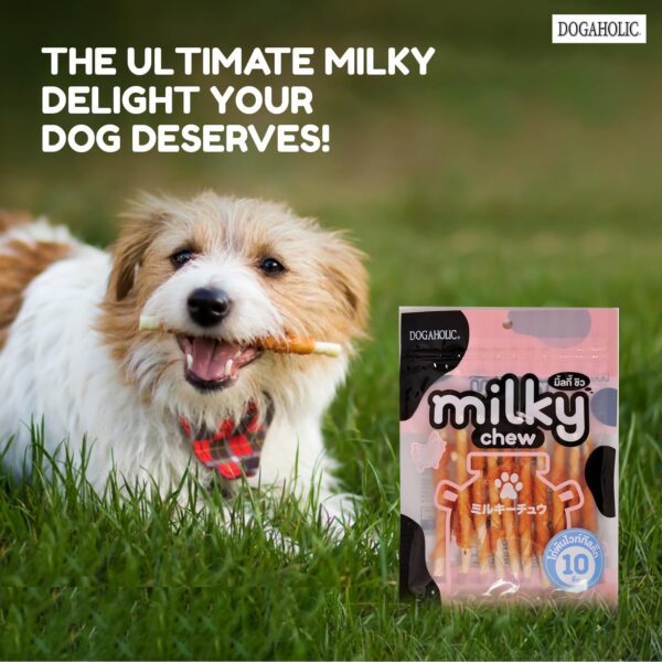 715HGYzx-pL._SL1500_.jpg Dogaholic Milky Chew Sticks with Chicken | Soft & Tasty High-Protein Dog Treats | Ideal for Puppies & Adult Dogs Over 2 Months | 10 Piece Pack