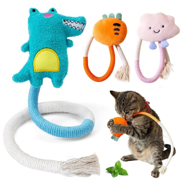 Cat Chew Toy, Kitten Toys for Indoor Cats, Cat Toy Cat Chew Toy, Kitten Toys for Indoor Cats, Cat Toy Alligator-Shaped Plush Teething Toy with Catnip, Fun and Safe Cats Toys for Kittens