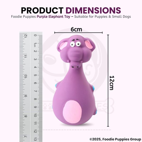 715aBxIt8lL._SL1500_.jpg Foodie Puppies Natural Latex Rubber Squeaky Chew Toy - (Purple Elephant, 12cm), Suitable for Puppy, X-Small to Small Dogs | Durable, Animal Design, Fetch & Chew Toy