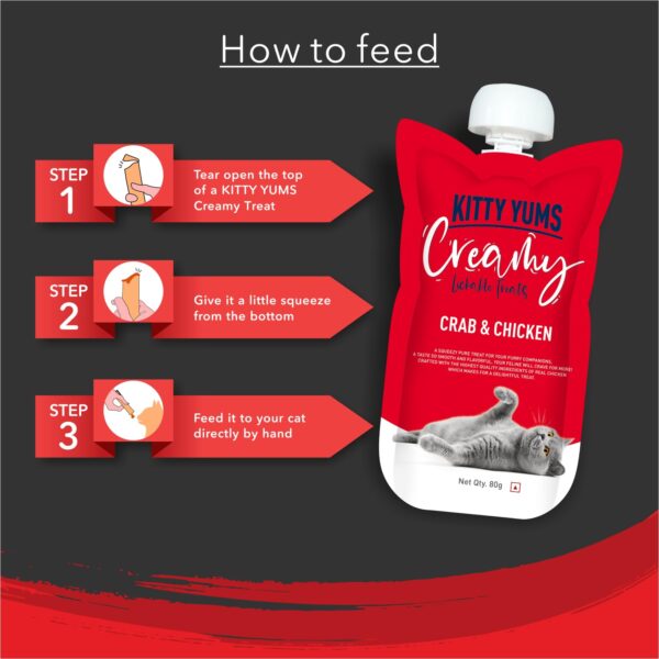 Kitty Yums Creamy Crab & Chicken Cat Treat (80g x12),960g Pack, All Life Stages