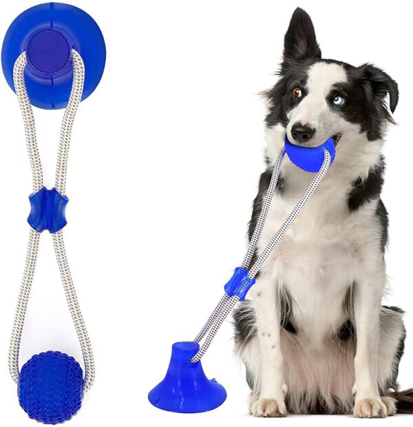 PETS EMPIRE Multifunctional Dog Chew Toy with Double Suction Cup | Interactive Tug Toy for Aggressive Chewers, Puppy Toothbrush & Teeth Cleaning Molar Bite Stick