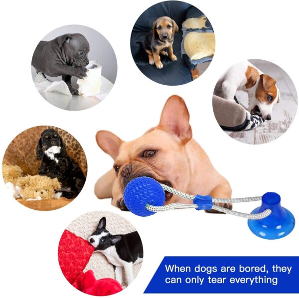 PETS EMPIRE Multifunctional Dog Chew Toy with Double Suction Cup | Interactive Tug Toy for Aggressive Chewers, Puppy Toothbrush & Teeth Cleaning Molar Bite Stick