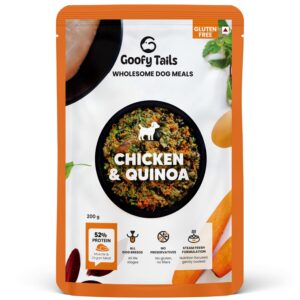 Goofy Tails Chicken & Quinoa Wet Dog Food 1.4Kg (200g X 7 Pack), Wholesome, Human Grade, Preservative & Gluten Free, Taste Booster & Food Topper