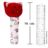 Pikipo Kitty Face Rattle Soft Toy with Squeeze Handle for Squeaky Sound (Red)