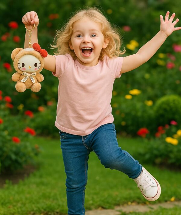 Plush Keychain Featuring a Cute Plush Bear Head Cat Perfect for Bags Purses Or As a Soft Toys Plush Toys Gift for Women Girls