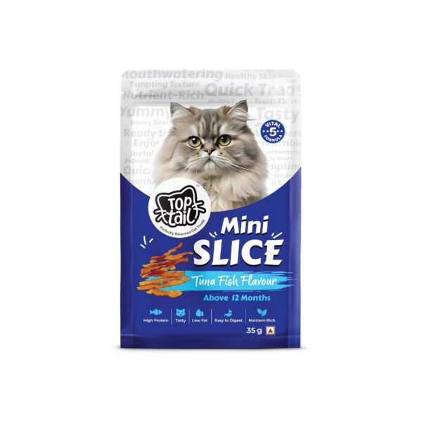 12 Month Snack Cat Food Mini Slice Tuna Fish Flavour 12 Month Snack Cat Food Mini Slice Tuna Fish Flavour | Protein-Rich Chicken & Fish Blend | Healthy Weight Maintenance Treat for Adult Cats | Snack for Cat Easy to Digest | 35g Pack of 1