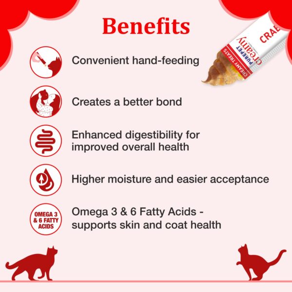 PUREPET Creamy Cat Lickable Treats, Crab & Chicken, Pack of 5 X 75 G, Total 375 G,All Life Stages