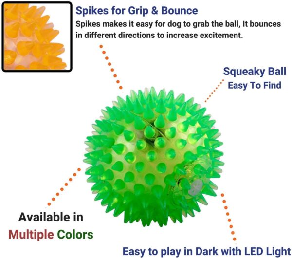 717ekF68hrL._SL1479_.jpg PSK PET MART LED Squeaky Ball Toy for Dogs, Cats and Puppies (Multicolour) -Pack of 5