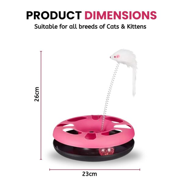 Foodie Puppies Cat Happy Circle with Ball Bell and Feather Mouse Attached for Cats and Kittens (Color May Vary) | Interactive Fun Toy for Exercise and Physical Health of Cats & Kittens (Happy Circle)