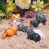 BHOOLU&GOOLU Plastic Lazy Cats Fantasy Showpiece, 3-4Cm, Multicolour, Pack Of 6
