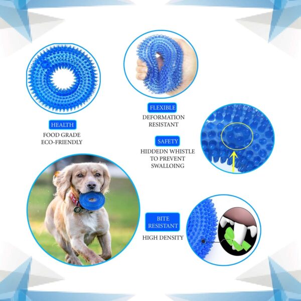 718RmujnxfL._SL1500_.jpg Woofy Pups&Pets Dog Squeaky Chew Toys For Aggressive Chewers | Dental Cleaning Non-Toxic Soft Natural Rubber Toy | Cute Crystal And Spiked Toy For Dogs (Ring Shape)
