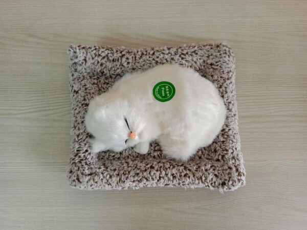 Sleeping Cat Plush Toy with Press Simulation Sound, Stuffed Cat Animal Fur Soft Toys with Sound for Kids Car Dashboard Cat & Office Desk Decoration