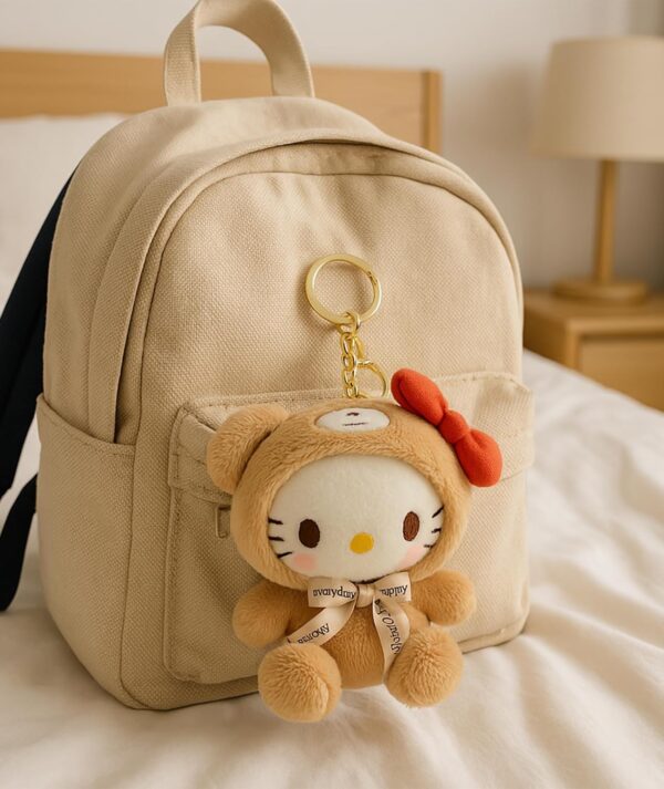 Plush Keychain Featuring a Cute Plush Bear Head Cat Perfect for Bags Purses Or As a Soft Toys Plush Toys Gift for Women Girls