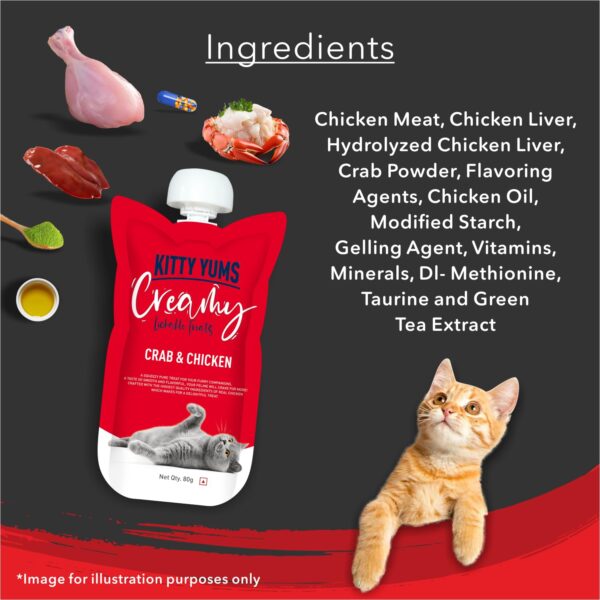 Kitty Yums Creamy Crab & Chicken Cat Treat (80g x12),960g Pack, All Life Stages
