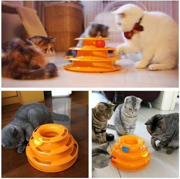 cature Care by Nature 3 Levels Pet Cat Toy Funny Tower Tracks Disc Cat Tracks Toys Training Intelligence Amusement Plate Cat Ball Toys For Cats Kitten With Free 10 Ml Catnip Offer