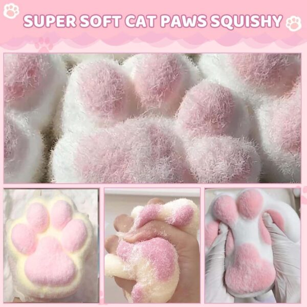 Taba Squishy, Super Soft Large Fufu Squishy Cat Paw, Stress Relief Toys Adults, Fidget Toys Adults, Pink and White Cat Paw Design, Soft and Durable Squishy Toy
