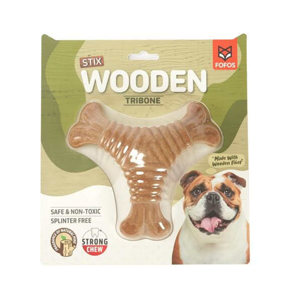 BarkButler x FOFOS Woodplay Triangle Dog Chew Toy - Real BarkButler x FOFOS Woodplay Triangle Dog Chew Toy - Real Wood Fibre Chew Toys for Dogs, Dog Toys for Large Dogs (10-30kgs) - Brown