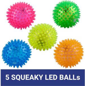 PSK PET MART LED Squeaky Ball Toy for Dogs, Cats and Puppies (Multicolour) -Pack of 5