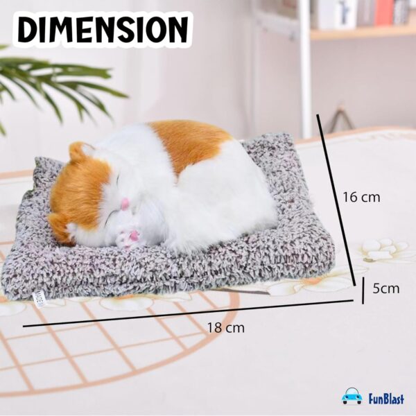 FunBlast Cute Sleeping Cat Plush Toy with Meow Sound, Gift for Kids, Toy Accessories for Car Dashboard (Brown-2)
