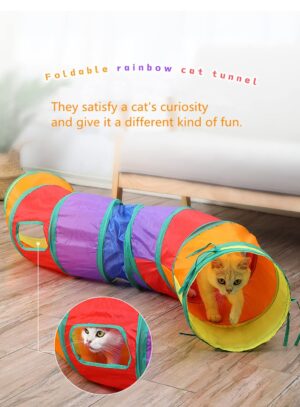 24x7 eMall Cat 2 Way Tunnel Cat Toy Indoor Outdoor Kitty Puppy Puzzle Exercise Hiding Training Toy Pet Tube Collapsible Play Toy - 122 CM