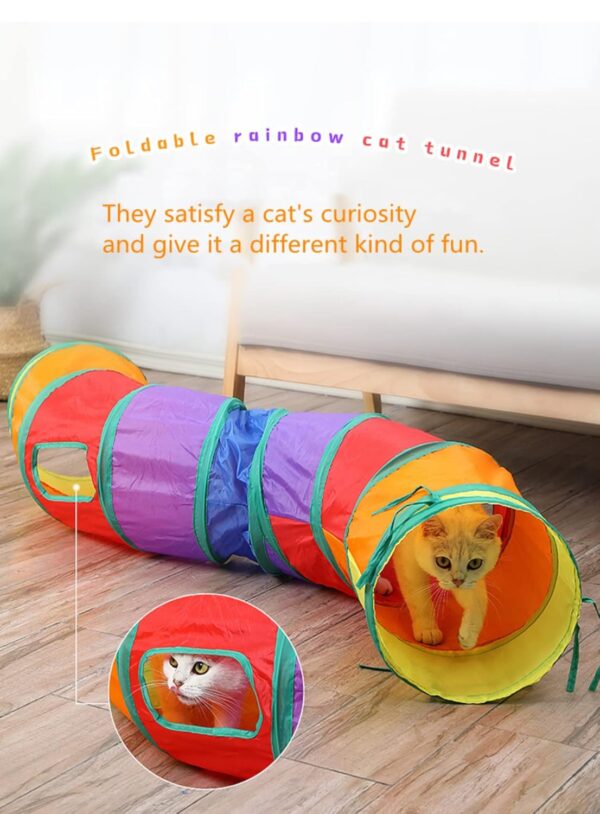 24x7 eMall Cat 2 Way Tunnel Cat Toy Indoor Outdoor Kitty Puppy Puzzle Exercise Hiding Training Toy Pet Tube Collapsible Play Toy - 122 CM