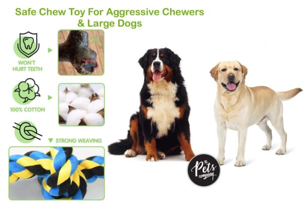 The Pets Company Natural Tug Ball with Knot Dog Rope Toy for Aggressive Chewers, Dental Tug Dog Toys for Medium & Large Dogs