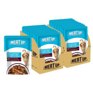 Meat Up Adult Wet Dog Food, Real Chicken and Chicken Liver Chunks in Gravy, 8 Pouches (8 x 70g) - Buy 1 Get 1 Free