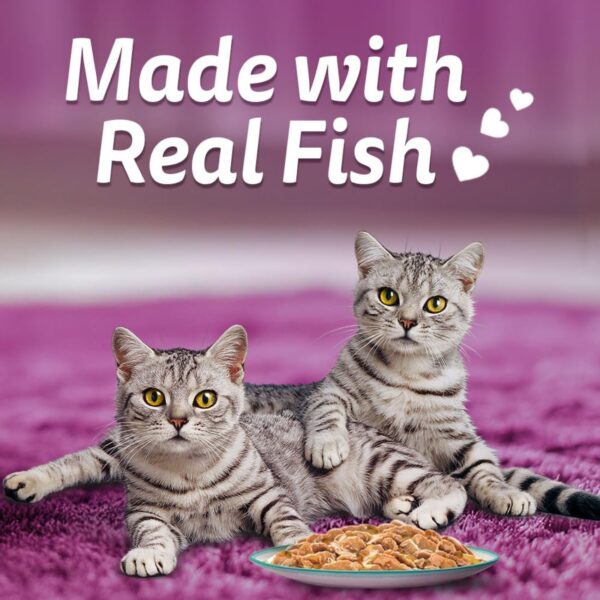 71D7iMZ3XEL._SL1100_.jpg Whiskas Tasty Mix Adult (1+ Year) Wet Cat Food, Chicken with Salmon Wakame Seaweed in Gravy, 70 g, Cat Food Made with Real Fish, Complete & Balanced Nutrition for Adult Cats