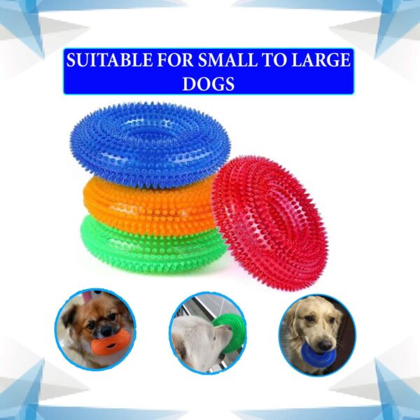 71DYPcTID-L._SL1500_.jpg Woofy Pups&Pets Dog Squeaky Chew Toys For Aggressive Chewers | Dental Cleaning Non-Toxic Soft Natural Rubber Toy | Cute Crystal And Spiked Toy For Dogs (Ring Shape)