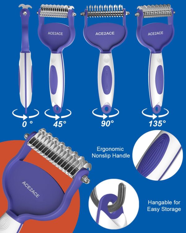71Du8ChMIrL._SL1500_.jpg ACE2ACE Deshedding Brush for Dogs, Dematting Comb for Cats Dogs, 7+15 Dual Sided Undercoat Rake, Cat Brush for Shedding to Remove Knots, Tangles, and Matted Fur