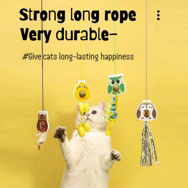 71EEx89ohTL._SL1500_.jpg Sunkizzrs® Hanging Swing Catnip Toy - Interactive Cat Teaser Toy - Elastic Rope Design Cats Rotatable Edible Mint Natural Healthy Teeth Cleaning Chew Claw Toy for Cat/Kitten (Chicken)