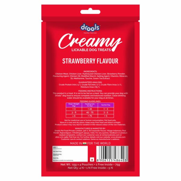 71EkaNozUuL._SL1500_.jpg Drools Dog Treats, Creamy Strawberry 5 Sticks Tasty & Nutritious Snack for All Breeds, (15g x5),75g, All Life Stages