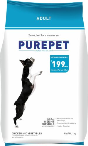 Purepet Adult Dry Dog Food,Chicken and Vegetable Flavor 1Kg Pack Purepet Adult Dry Dog Food,Chicken and Vegetable Flavor 1Kg Pack