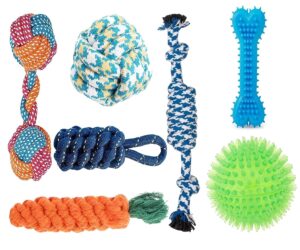 Dog Rope Toys + Chew Toys, Combo Pack of 7 Dog Rope Toys + Chew Toys, Combo Pack of 7 (Color May Vary)